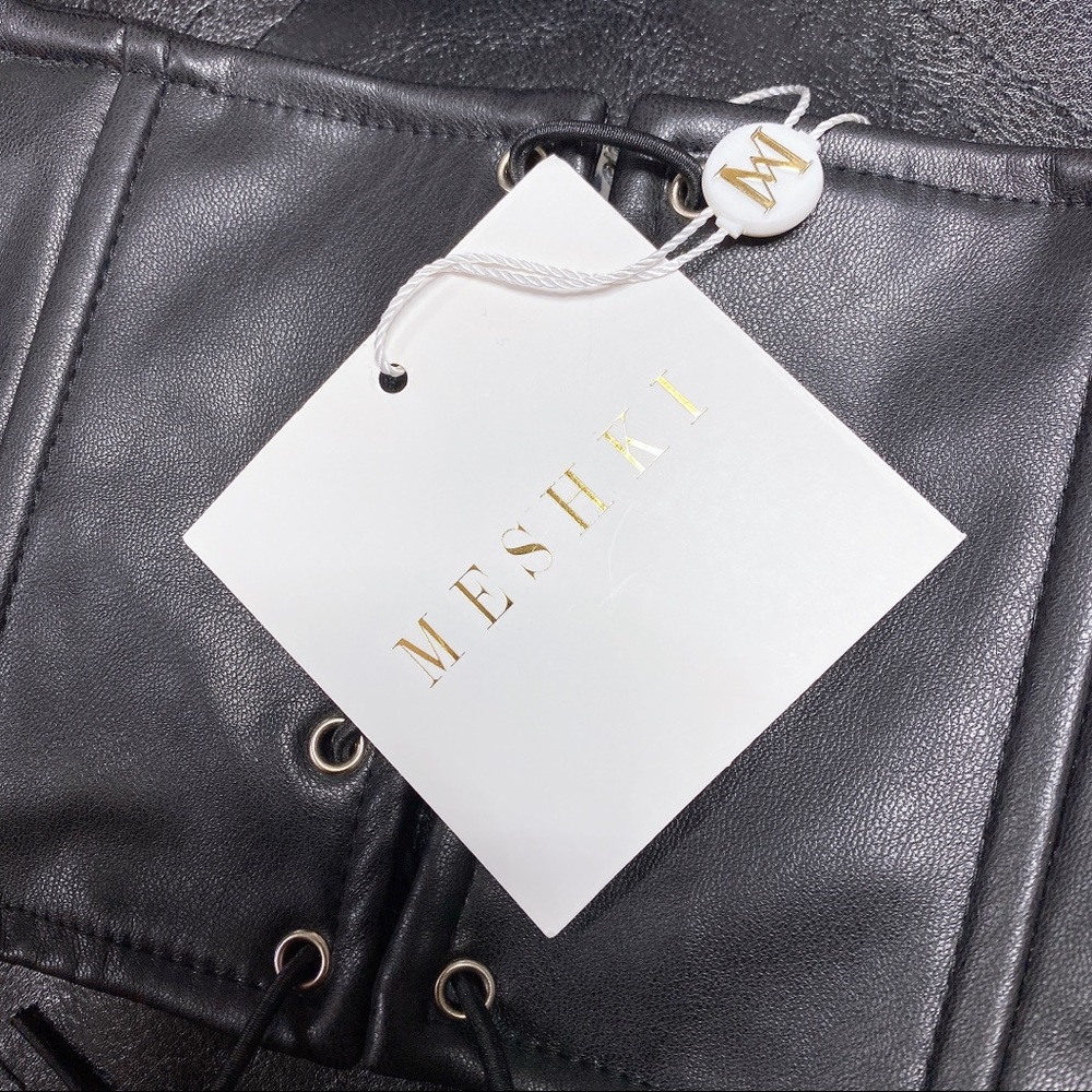 Meshki Faux Leather Zip Up Lace Up Corset - Picture 13 of 13